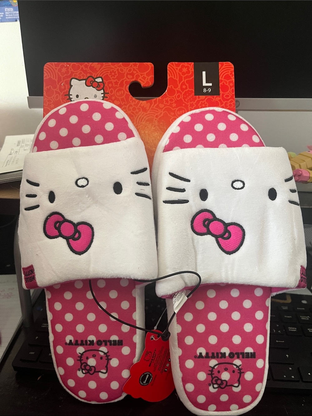 Hello Kitty White & Pink Polka Dot Slide Sandals